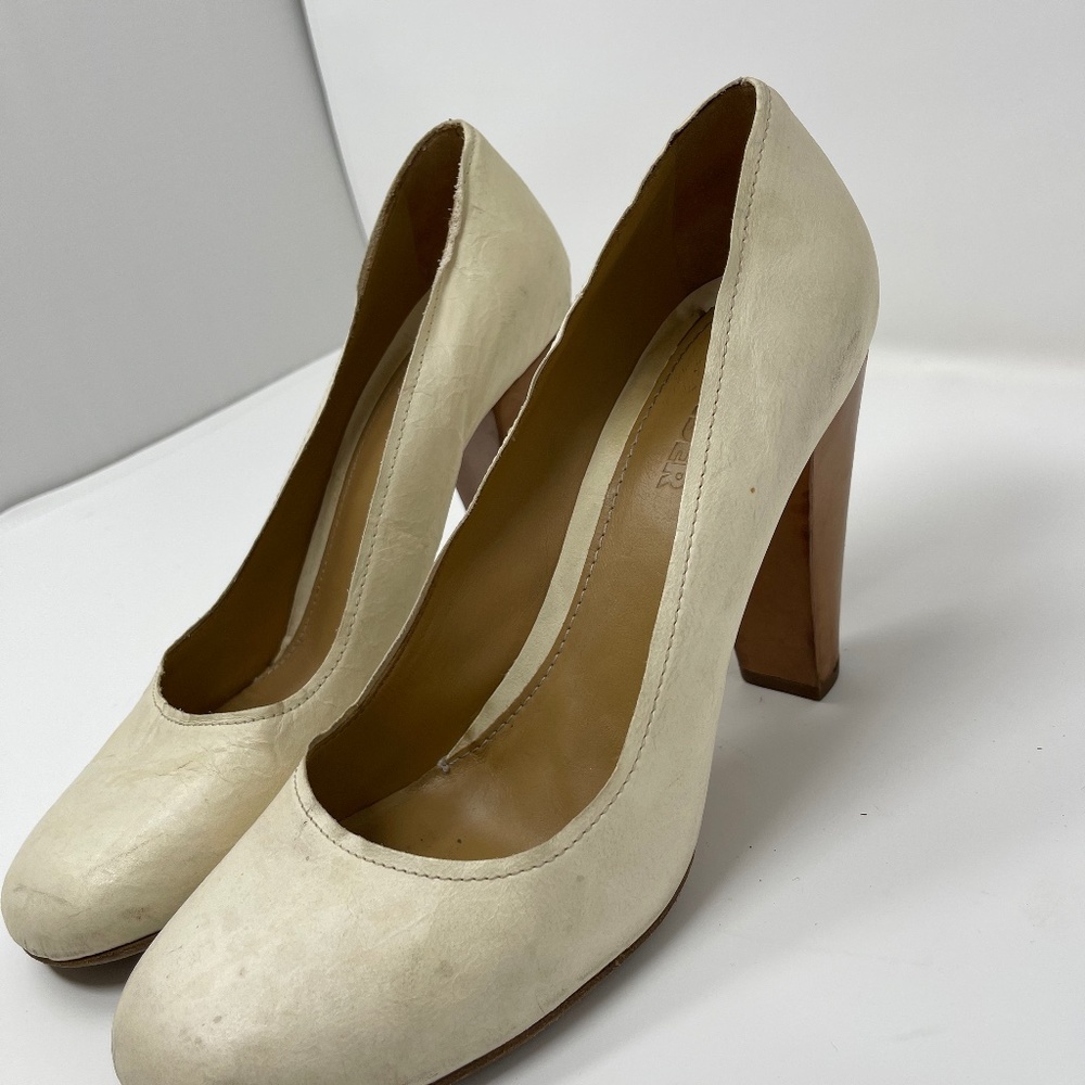 Vintage Jil Sander Cream & Tan 3.5" Heel - Size 38.5